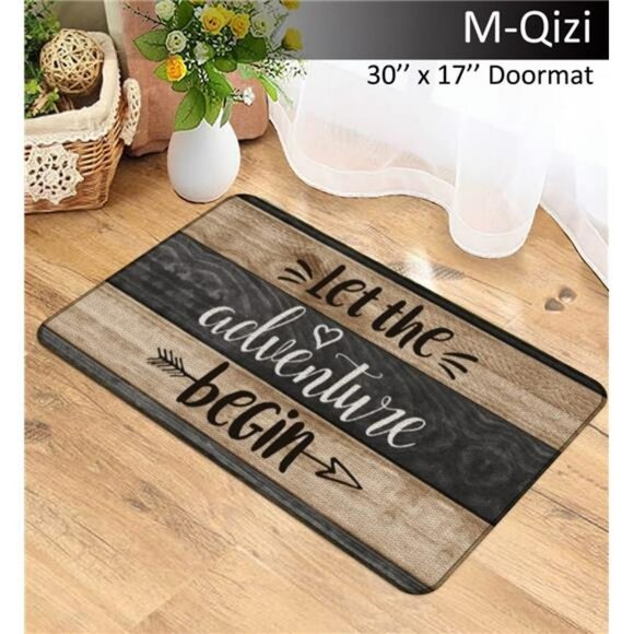 Camper Decor Set Door Mat 30x17 with 2 Pillow Covers 18x18 RV Adventure Begin - Picture 5 of 8